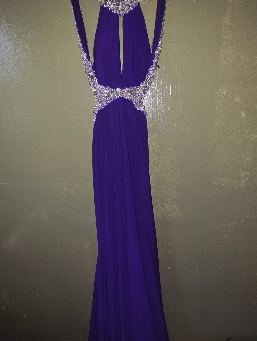 Beaded Purple Prom Dress with Cutout Waist